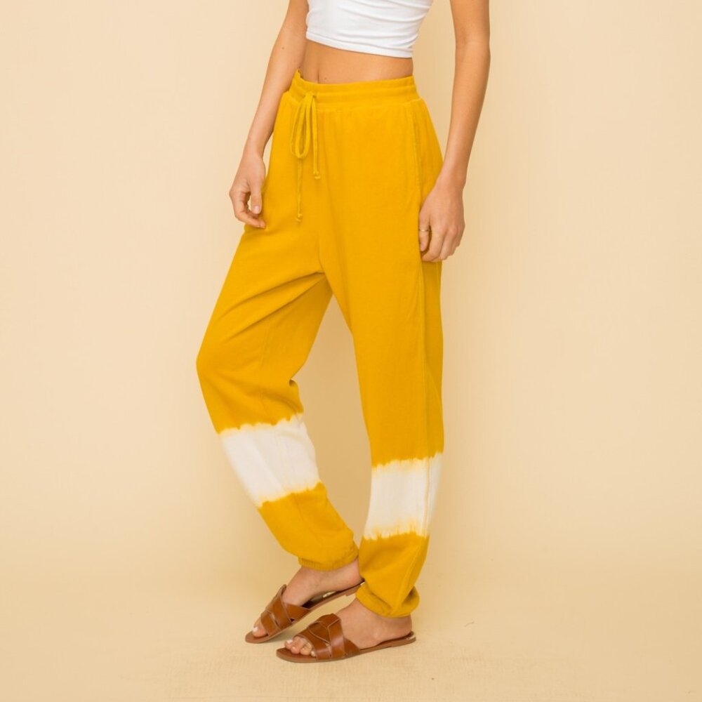HEM & THREAD Mustard Tie-Dye Jogger Lounge Pants